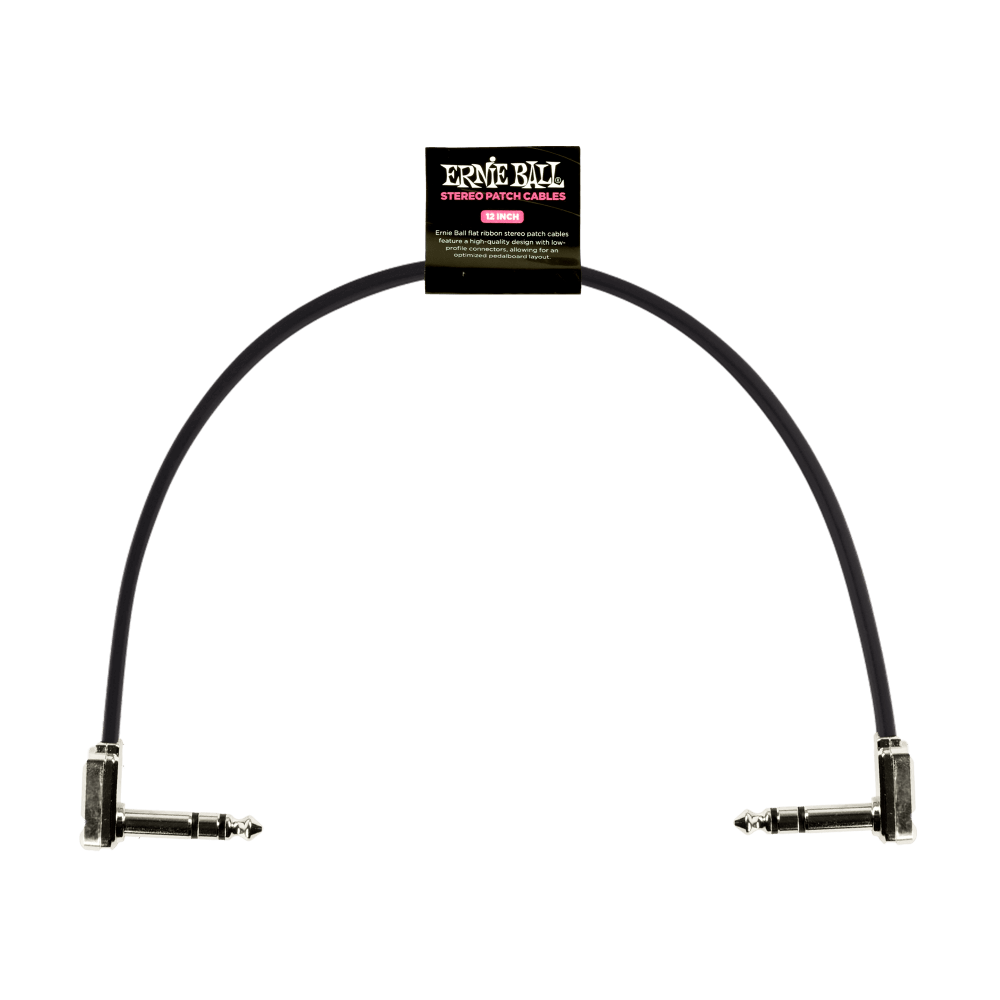 Flat Ribbon Stereo Patch Cable 12in - Black - Single Front