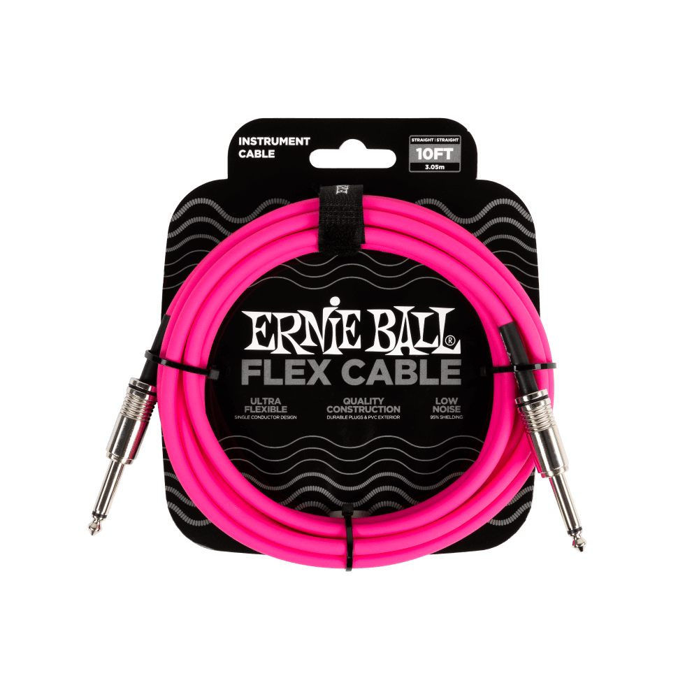 Flex Instrument Cable Straight/Straight 10ft - Pink Front