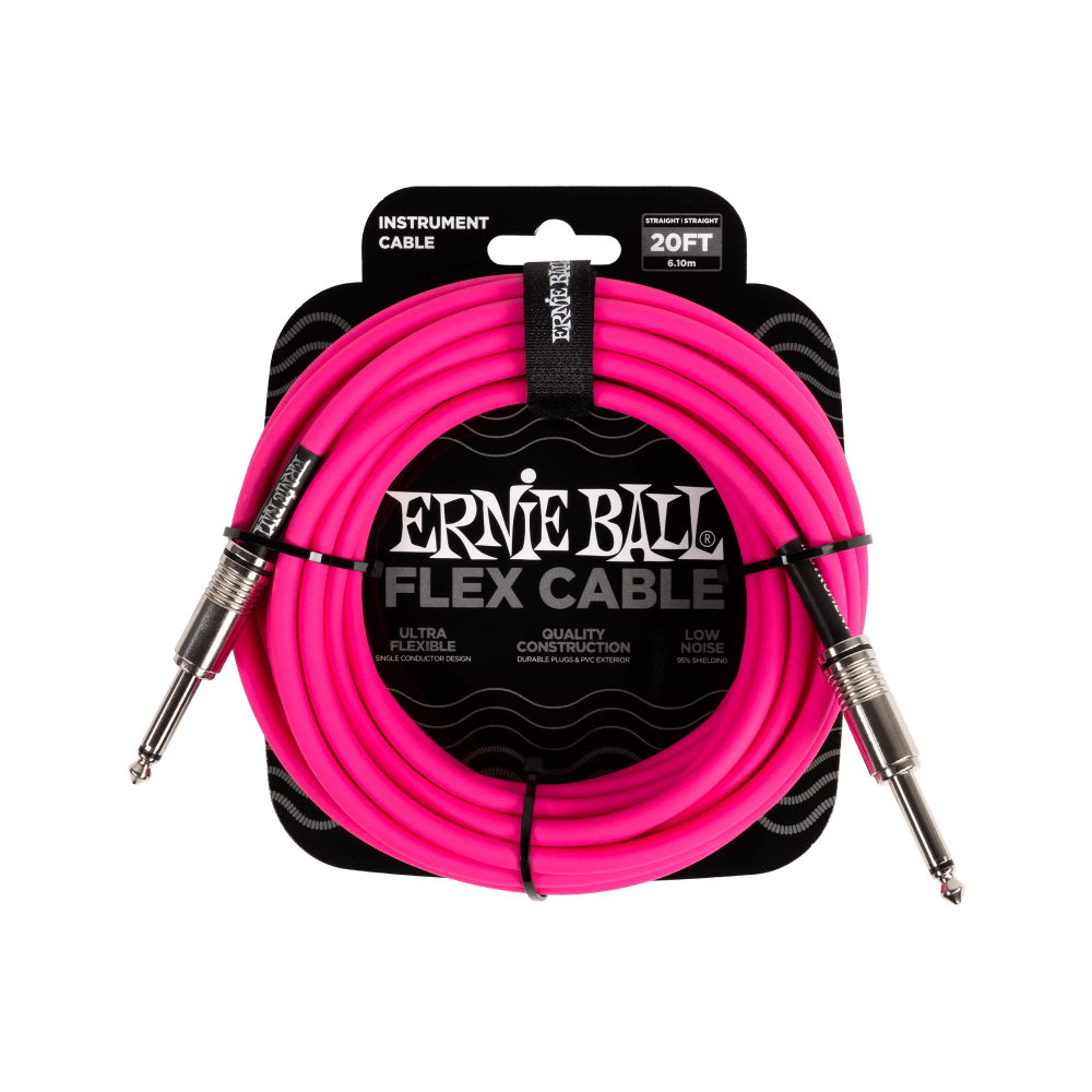 Flex Instrument Cable Straight/Straight 20ft - Pink Front