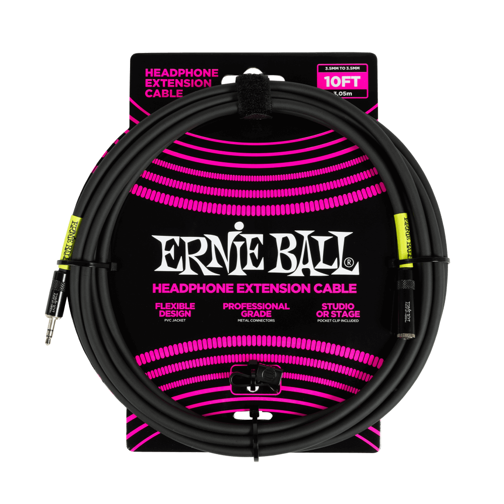 Headphone Extension Cable 3.5mm to 3.5mm 10ft - Black Front