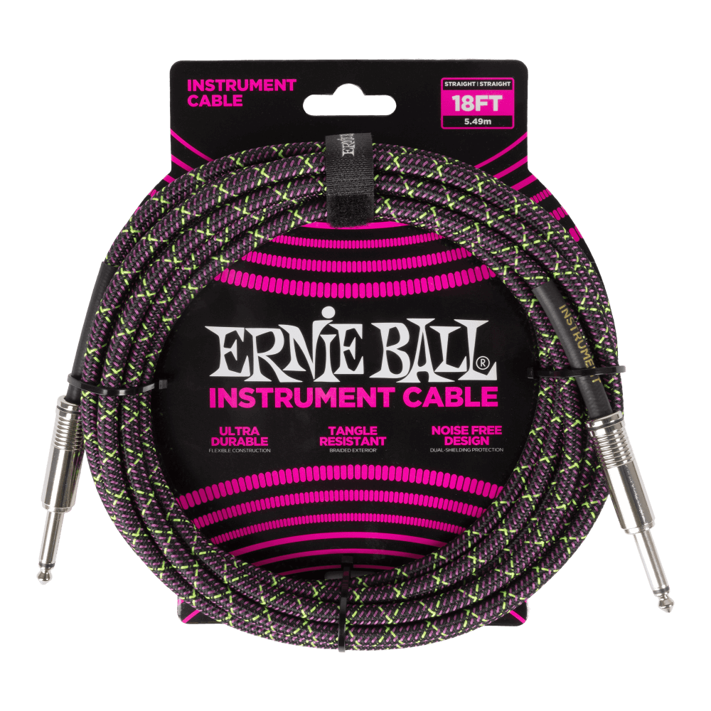 Braided Instrument Cable Straight/Straight 18ft - Purple Python Front