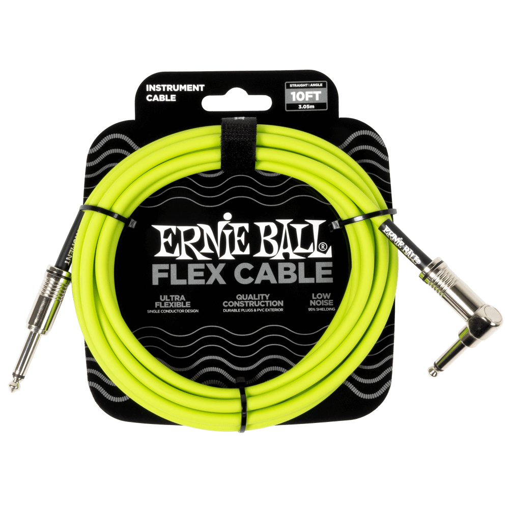 Flex Instrument Cable Straight/Angle 10ft - Green Front