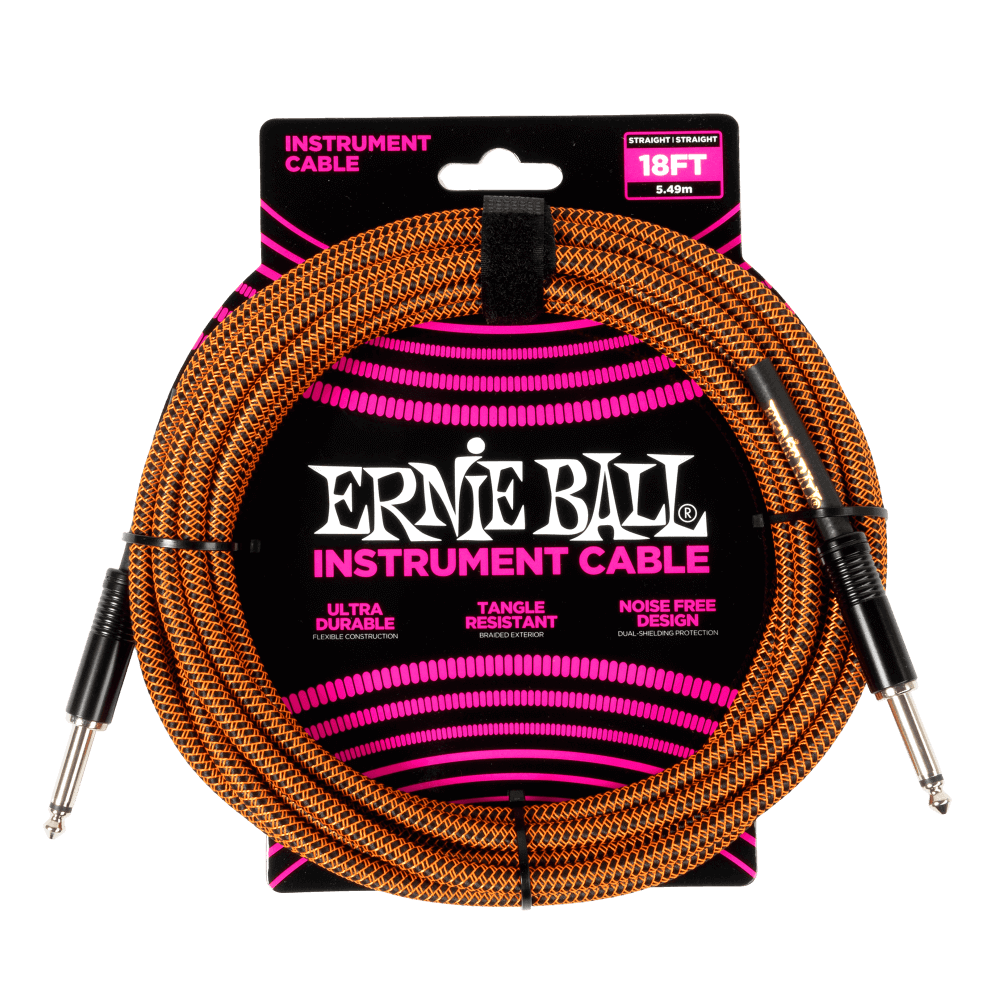 Braided Instrument Cable Straight/Straight 18ft - Pumpkin Pie Front