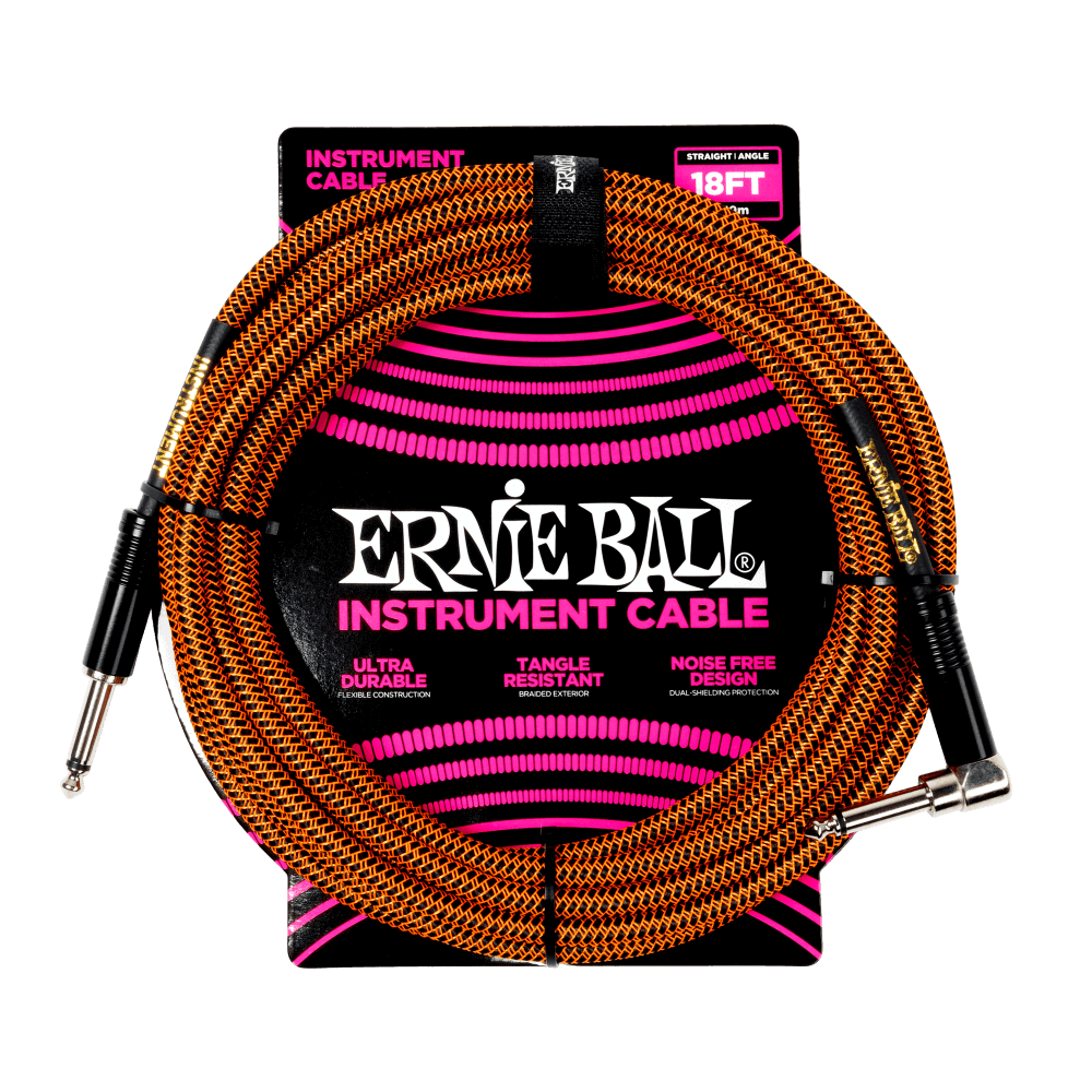 Braided Instrument Cable Straight/Angle 18ft - Pumpkin Pie Front