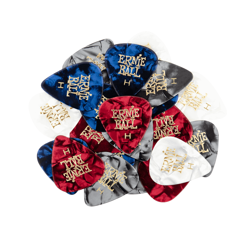 Cellulose Guitar Picks - Heavy Assorted Pearloid Colors - 144 Pack Front