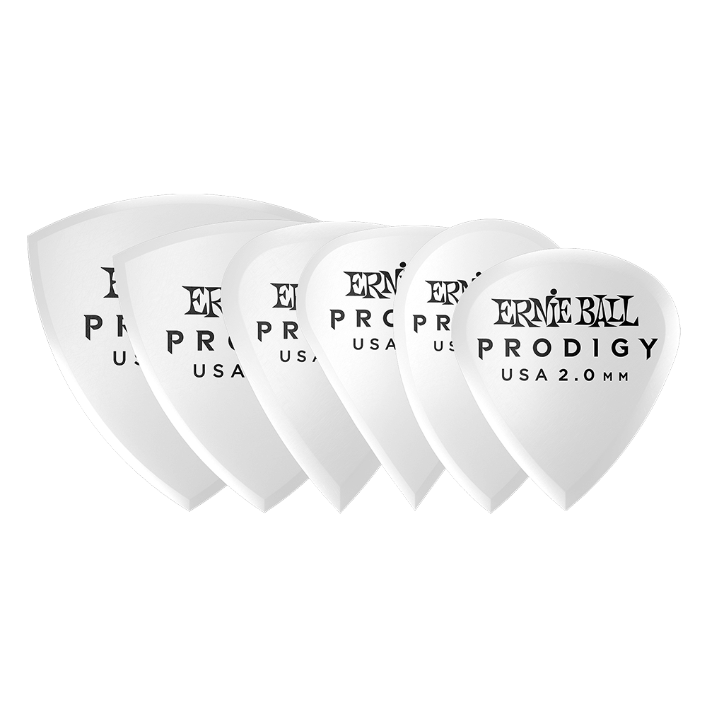 Prodigy Guitar Picks - Multipack 2.0mm White - 6 Pack Front