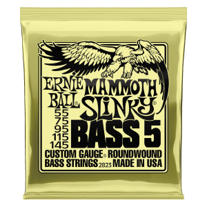 Mammoth Slinky Nickel Wound 5-String Electric Bass Strings 55-145 Gauge Thumb