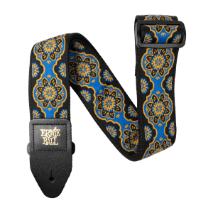 Classic Jacquard Guitar Strap/Bass Strap - Kaleidoscope Blue Thumb