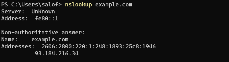 using nslookup to check dns records for a domain