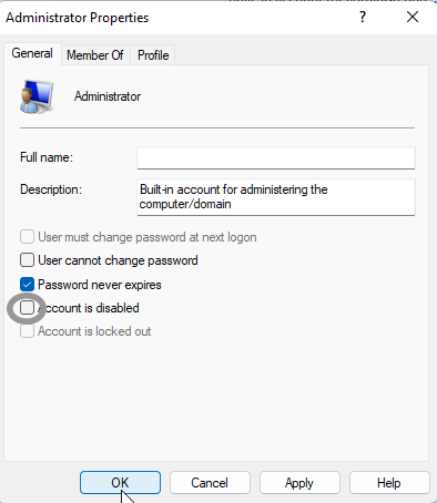 enable administrator account windows 11