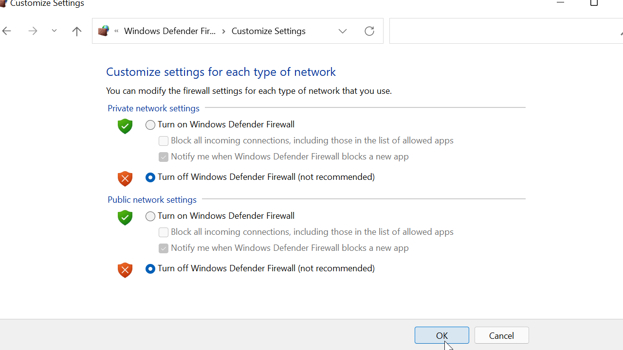 disable firewall in windows 11