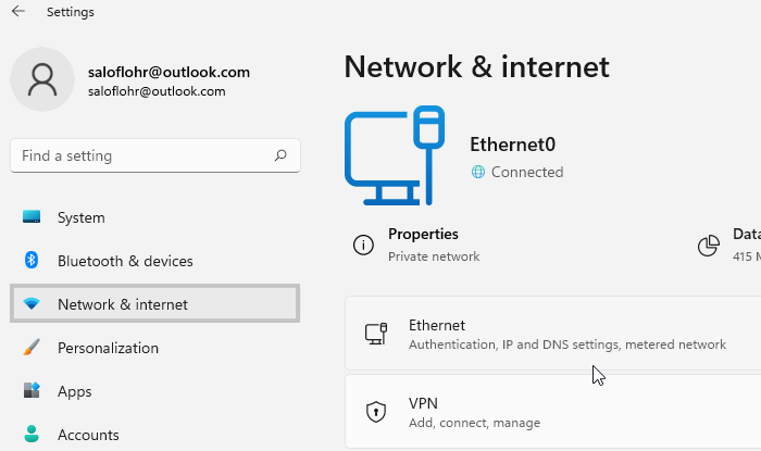 Windows 11 Network & Internet Settings