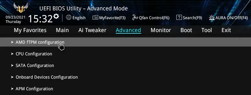 AMD fTPM configuration