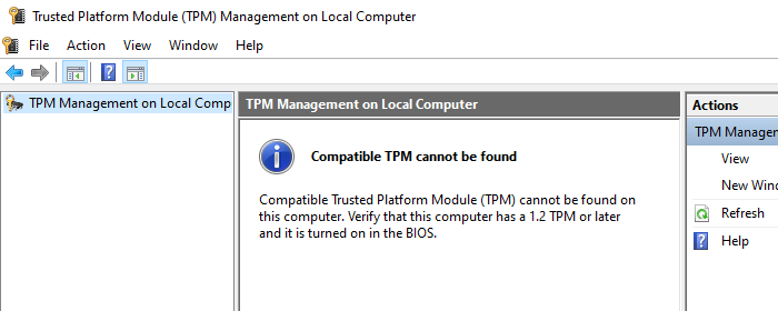 Compatible tpm cannot be found