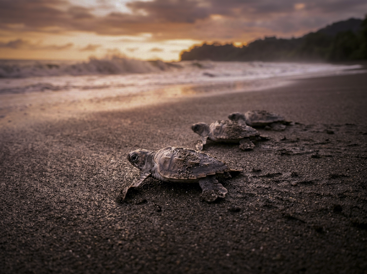 Olive ridley sea turtle hatchling, osa peninsula