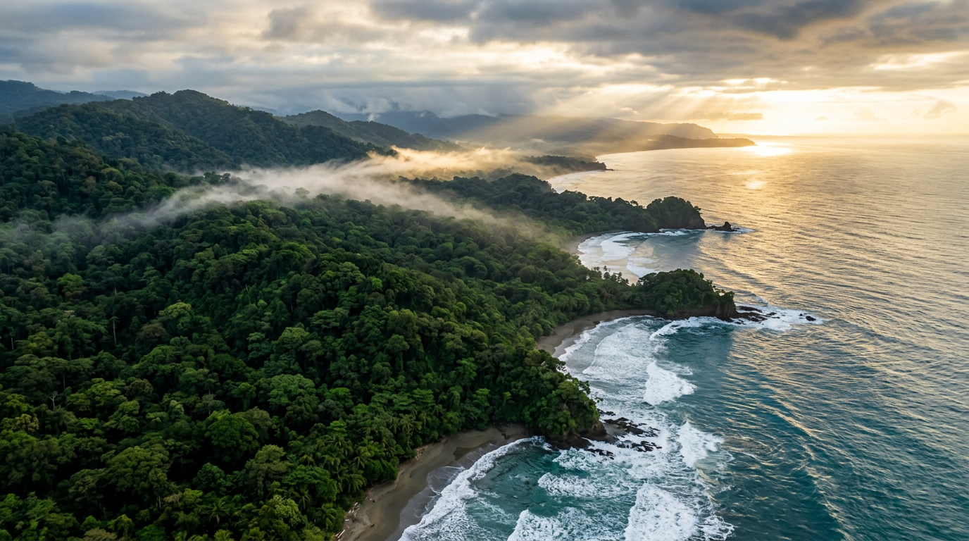 Coastline and rainforest meeting the Pacific Ocean, osa peninsula