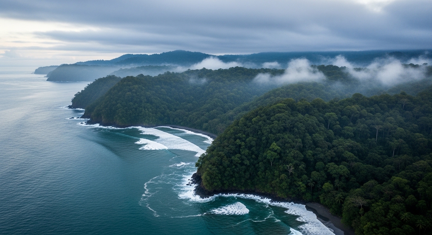 Coastline and rainforest meeting the Pacific Ocean, osa peninsula