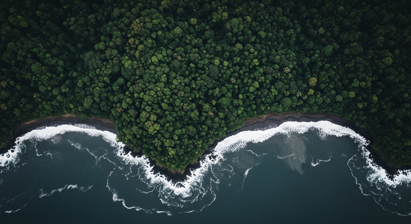 Coastline and rainforest meeting the Pacific Ocean, osa peninsula