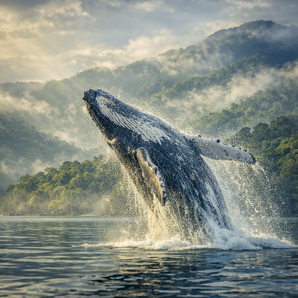 Humpback whale in pacific waters off the osa peninsula