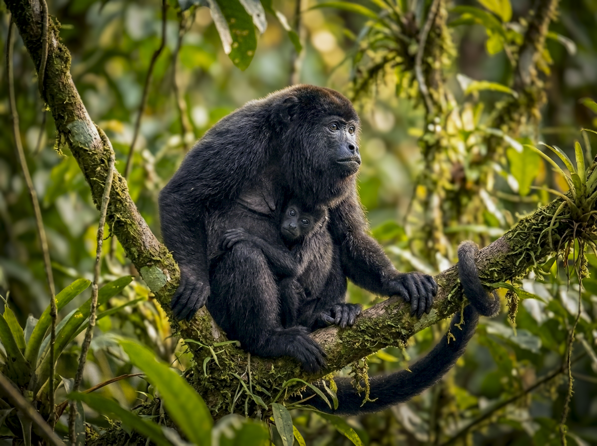 Howler in tropical rainforest, osa peninsula, costa rica