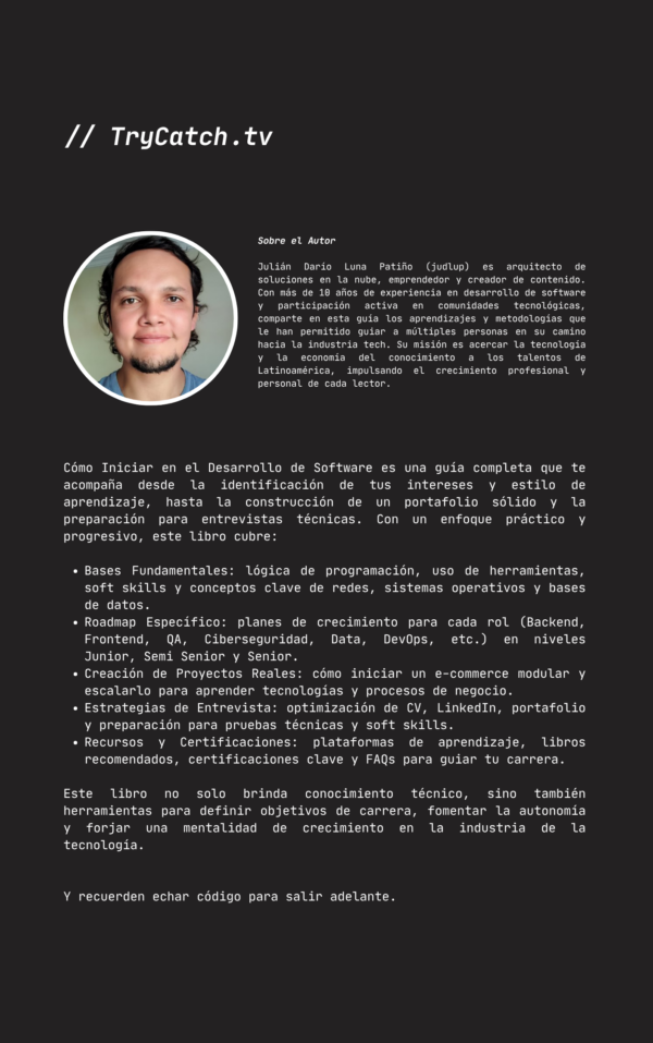 Libro Físico: Guía Completa - Cómo Iniciar en el Desarrollo de Software