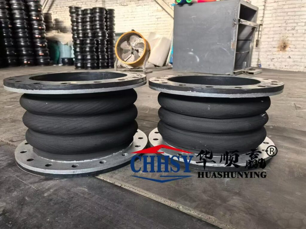 Triple-sphere abrasion-resistant rubber expansion joint for FGD and DeNOx piping systems