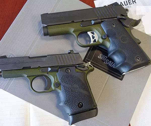 SIG Sauer Sig P238 & P938 Army Green Anodized Frame TALO special edition pistols