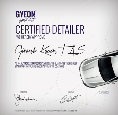 Gyeon Certified certification for car detailing expertise