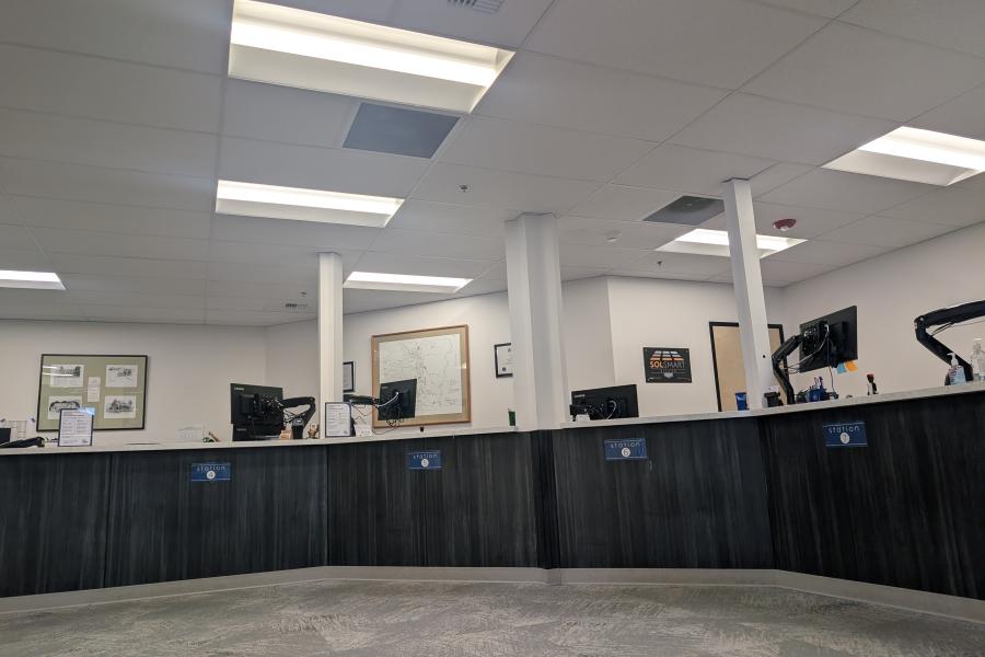Permitting customer service desks at the Thurston County Building Development Center.