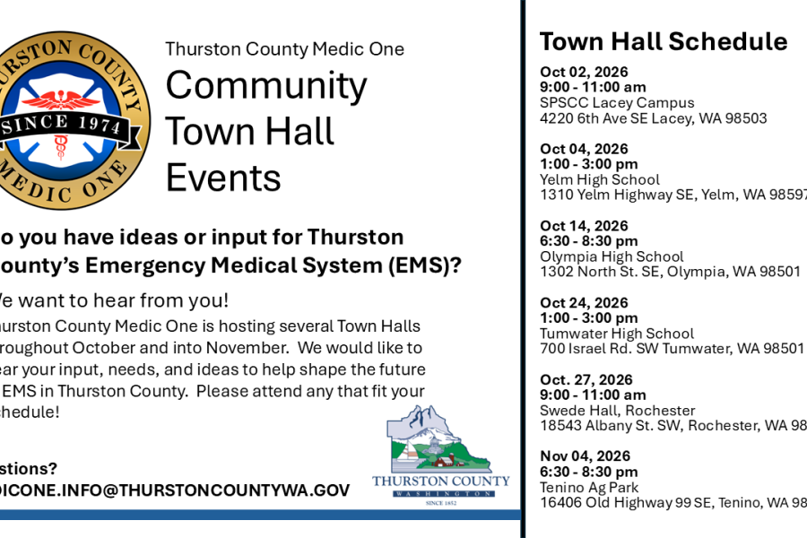 flyer of medic one town hall meeting dates