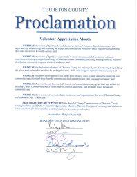 Proclamation for Volunteer Appreciation Month