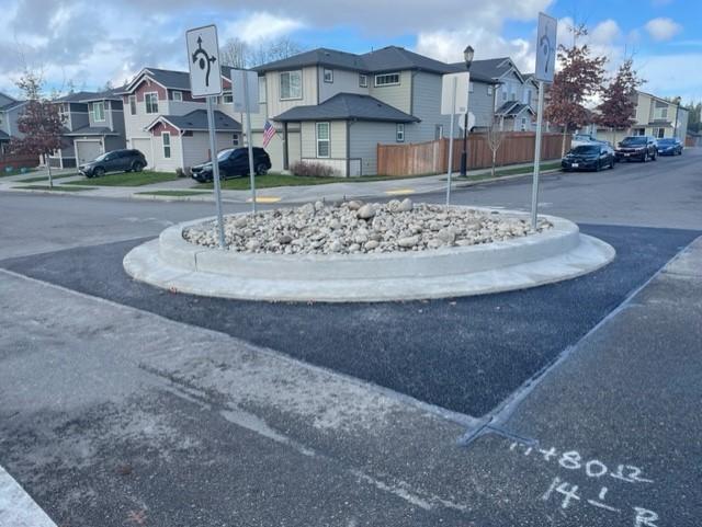 traffic circle installed in neighborhood in Thurston County