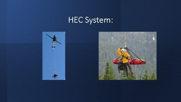 A human external cargo (HEC) system is fitted to helicopters for life saving missions