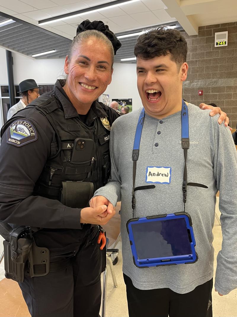 Photo of Lacey Police Woman with Project SAFER member