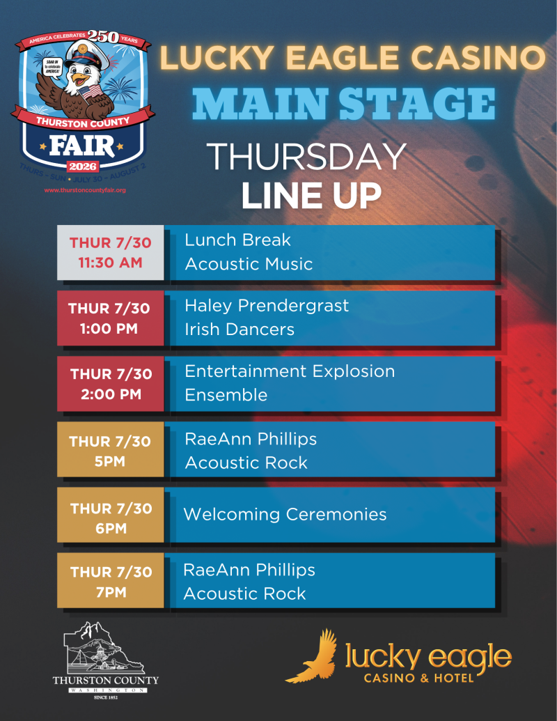 Lucky Eagle Casino Main Stage Thursday Line Up