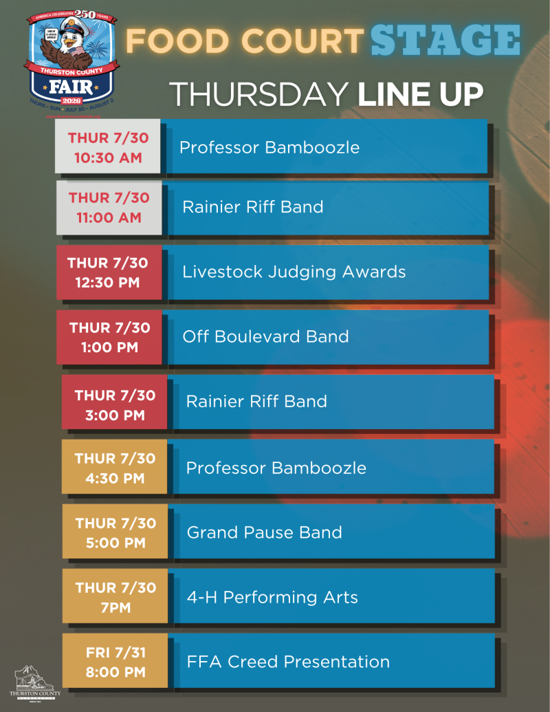 Thursday Food Court Stage Line Up