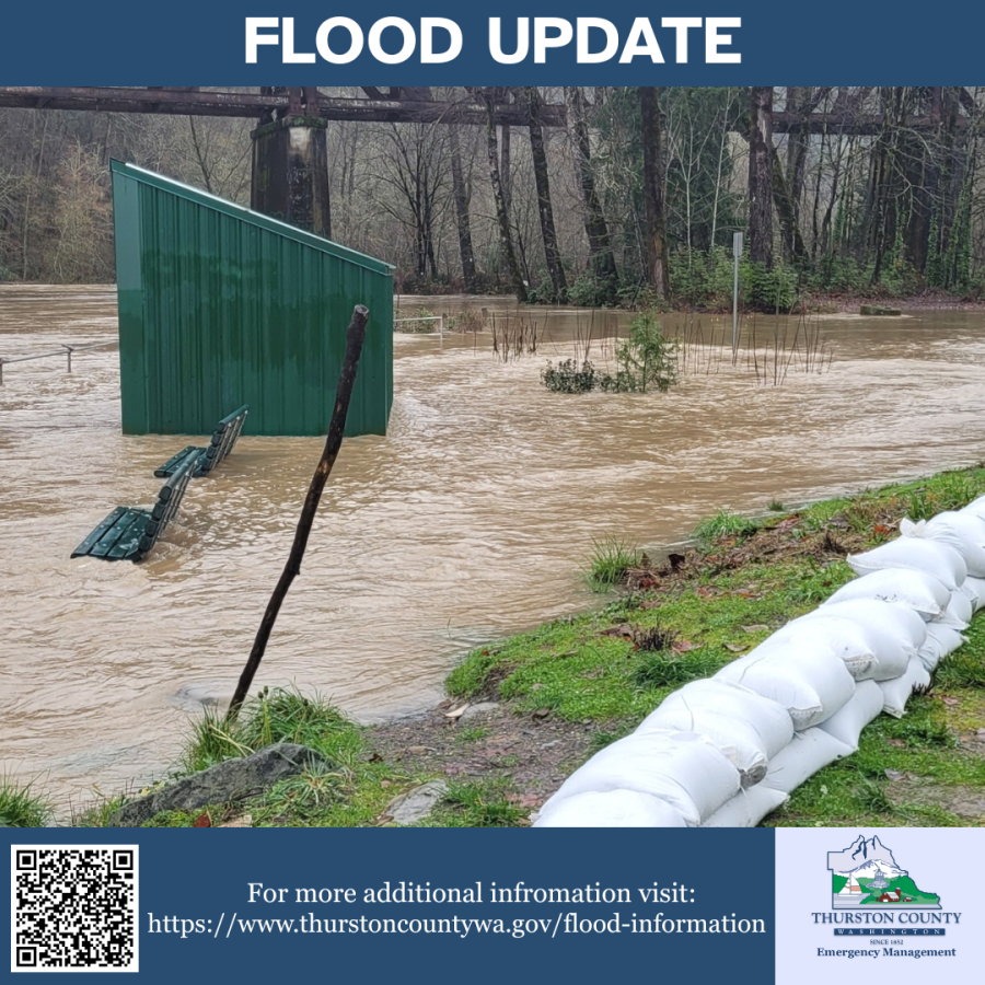 image of a small shed with flood waters more than half-way up to it's roof