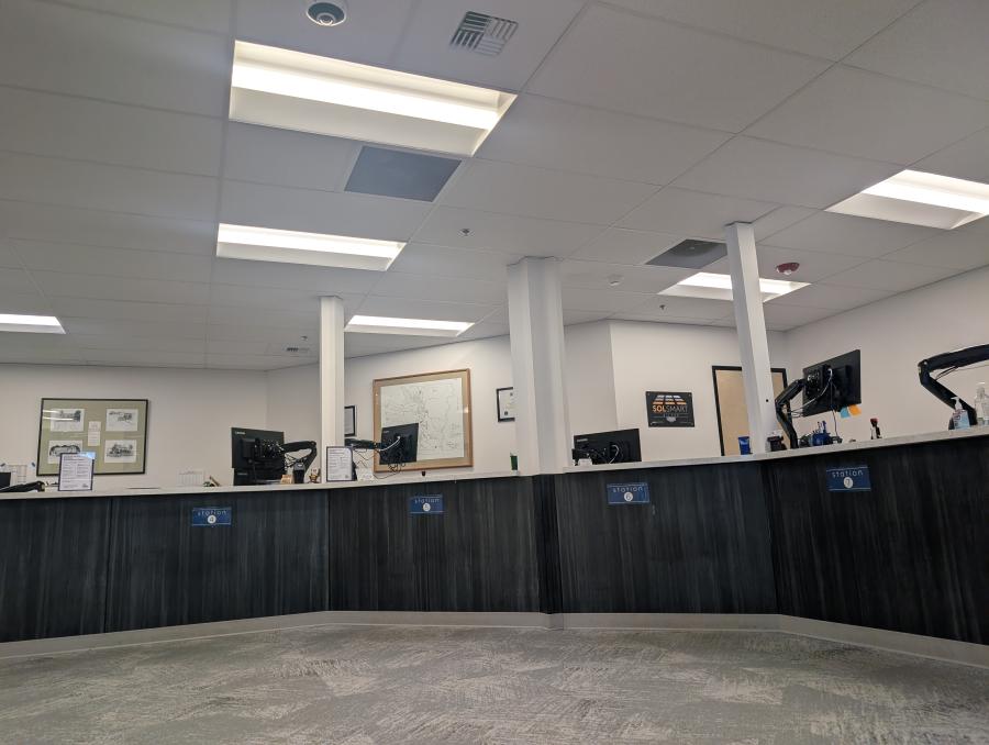 Permitting customer service desks at the Thurston County Building Development Center.