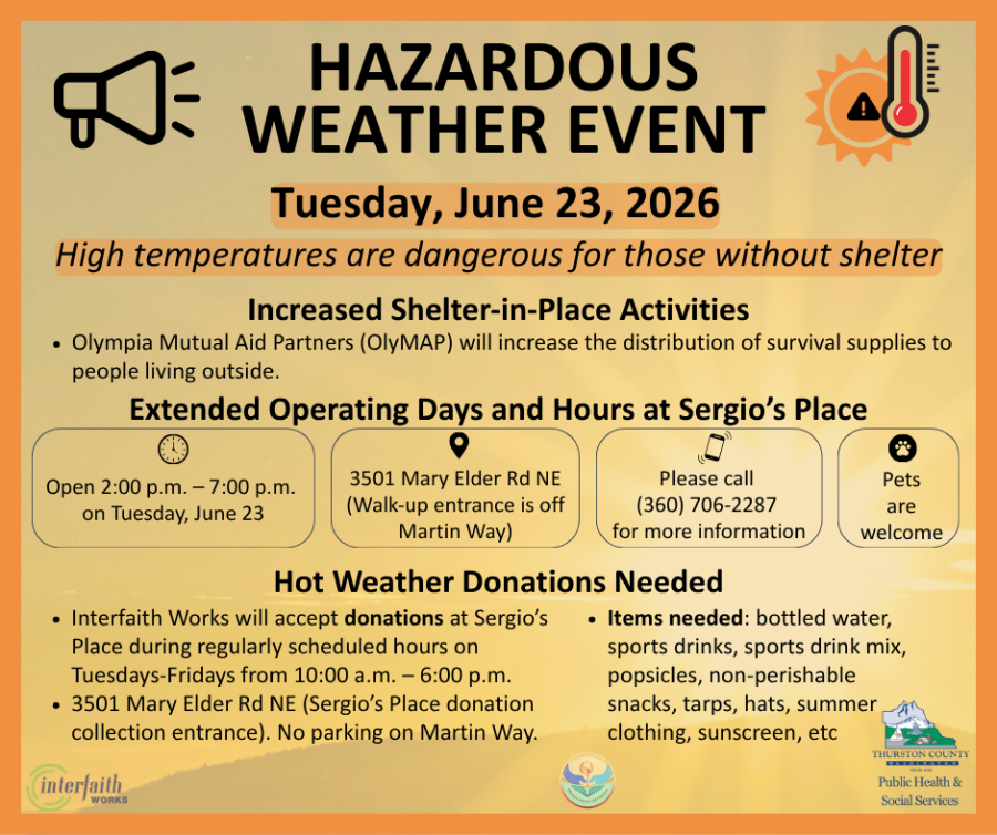 brown flyer declaring hazardous hot weather event for June 23