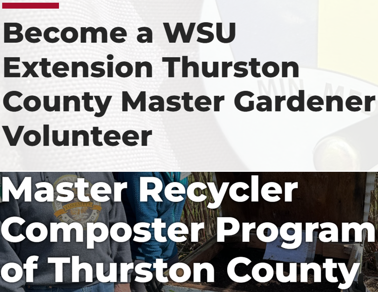 an image of the homepages of master gardener and master recycler composter