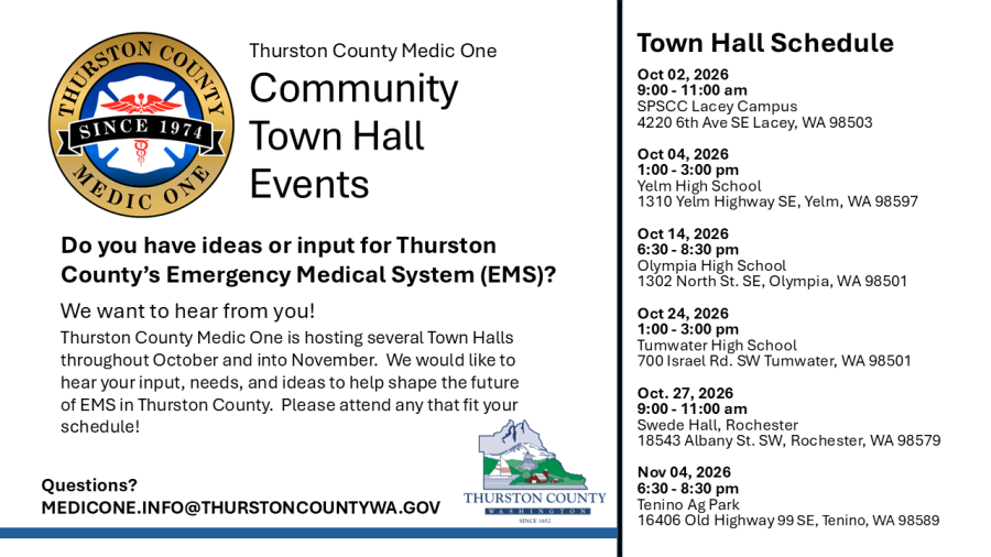 flyer of medic one town hall meeting dates