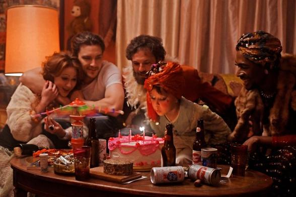 Maria Bakalova as Paulette, Cody Fern as Eddie, Scoot McNairy as Steve, Nessa Dougherty as Younger Alysia, Ryan Thurston as Johnny in 'Fairyland'