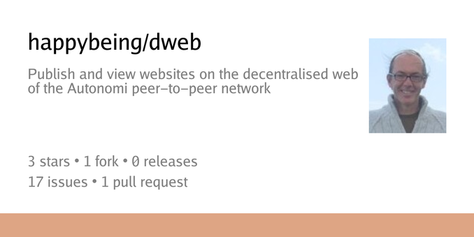 Summary card of repository happybeing/dweb