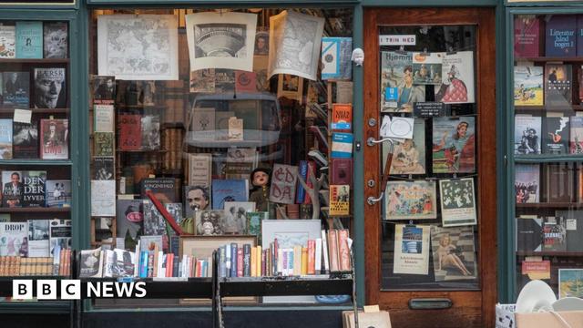A bookshop display in Copenhagen in 2023, featuring 