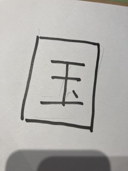 マジックで書かれた「国」の文字
