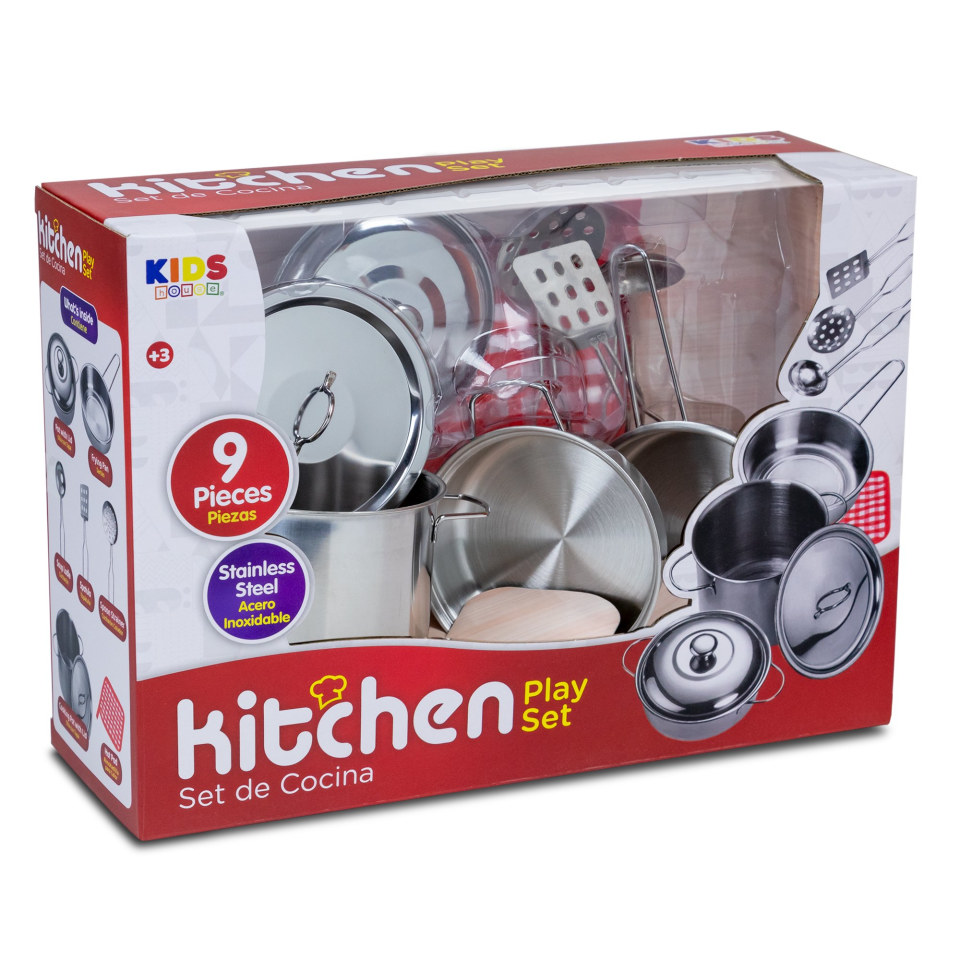  Holycco Juego de accesorios de cocina de juguete para niños,  juego de cocina para niños con ollas y sartenes de acero inoxidable, juego  de cocina para niños, regalos de cumpleaños, juguetes