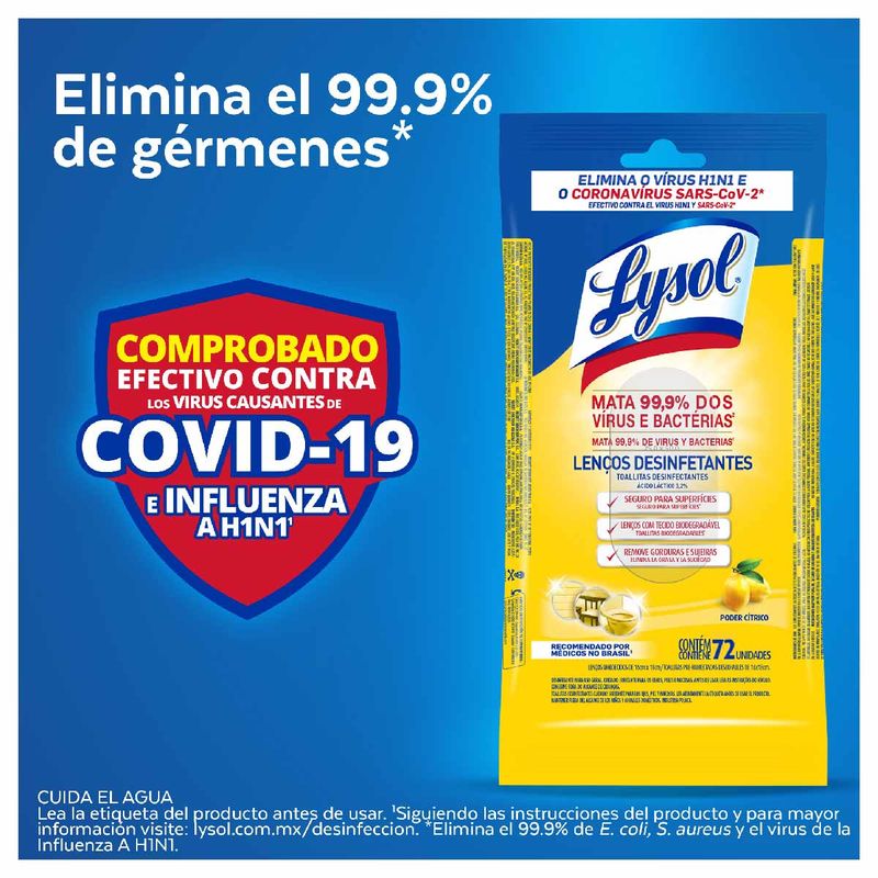 Toallitas Desinfectantes Citrus Lysol - 72 Unidades