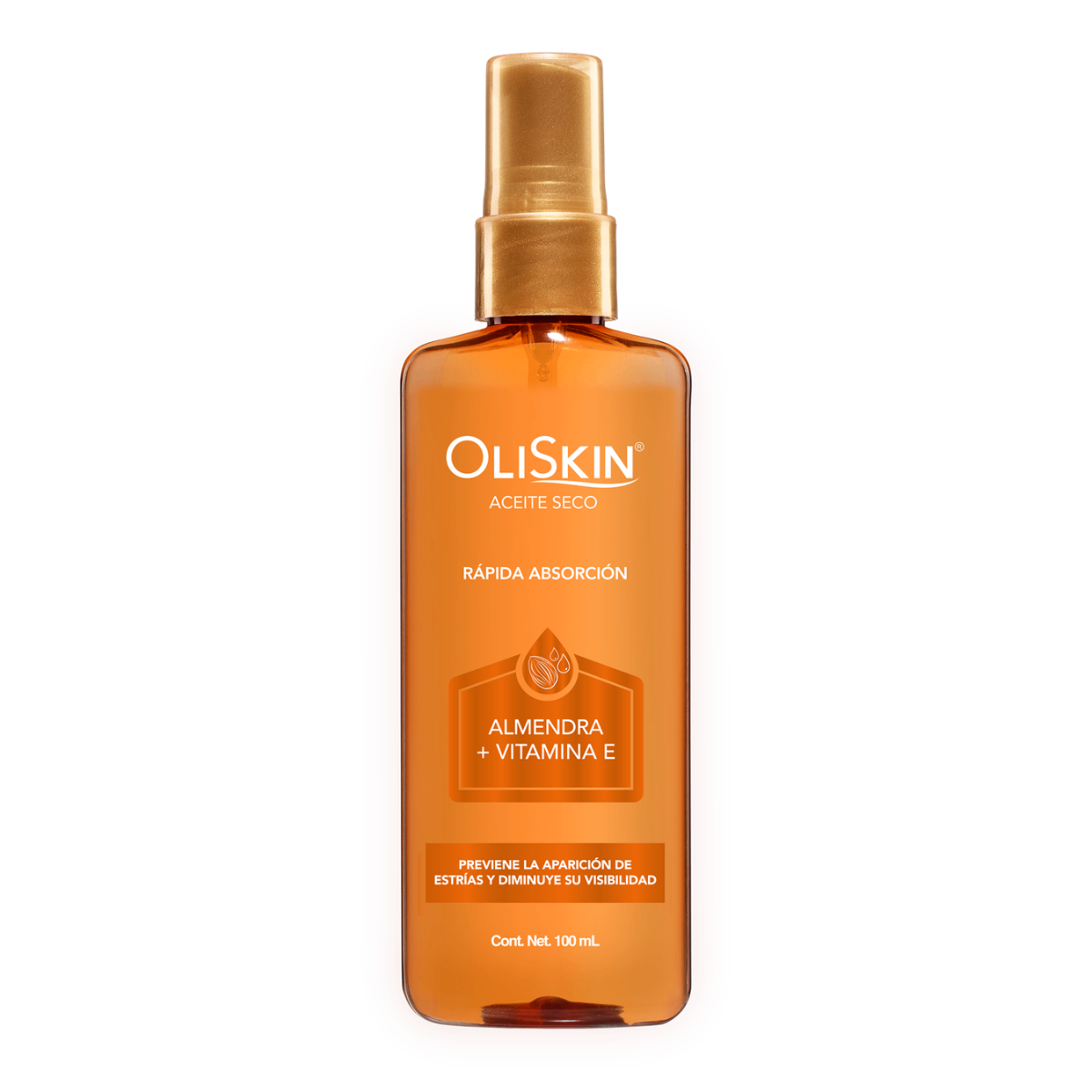 OliSkinAceite Seco de Almendra más Vitamina E, Brinda Elasticidad, 100ml