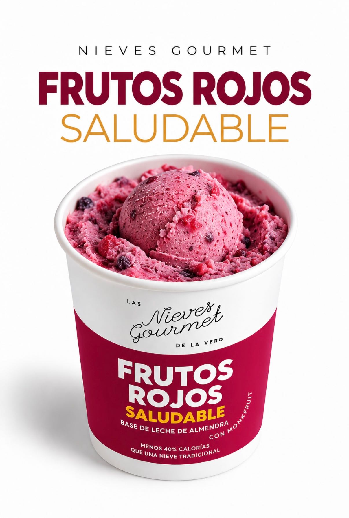 Nieve de Frutos Rojos Saludable🫐🍓 1L