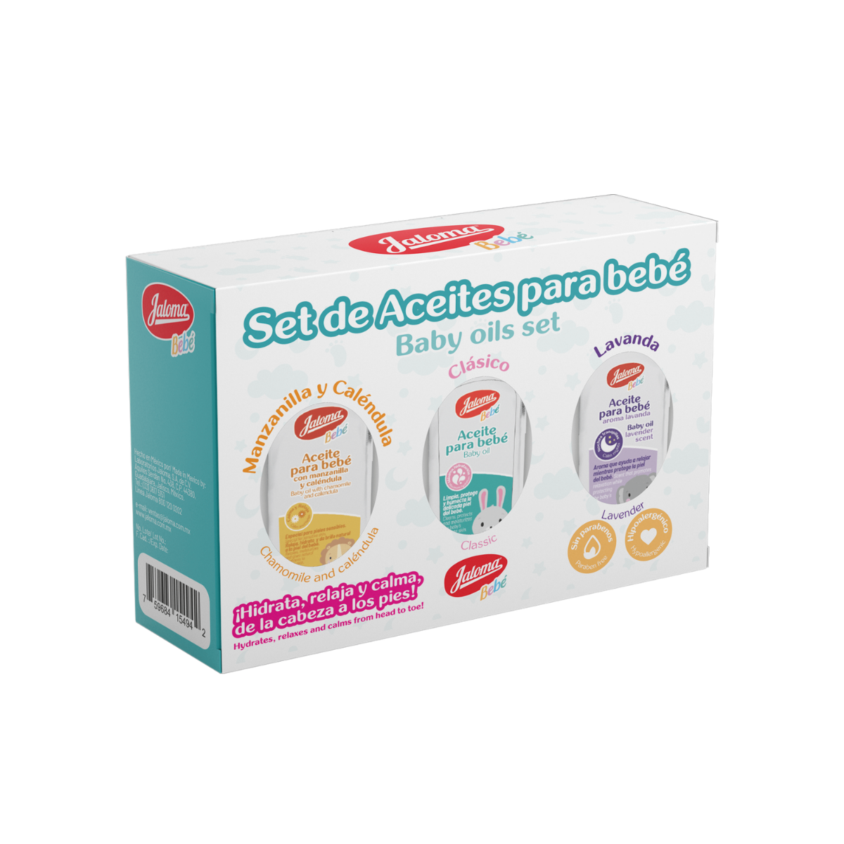 Kit Aceites Bebé Clásico, Lavanda, Manzanilla. Jaloma 60 Ml